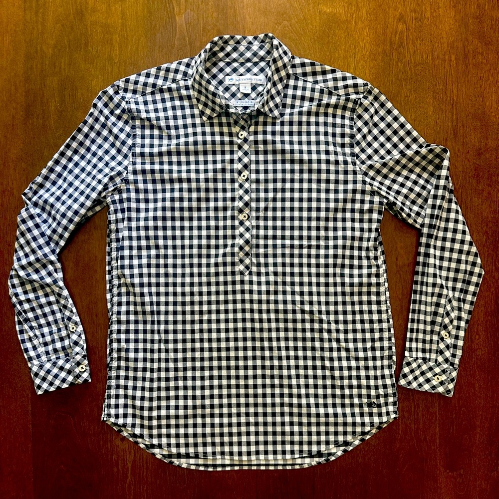 Women’s Southern Tide Popover- Black and White Checkered Shirt